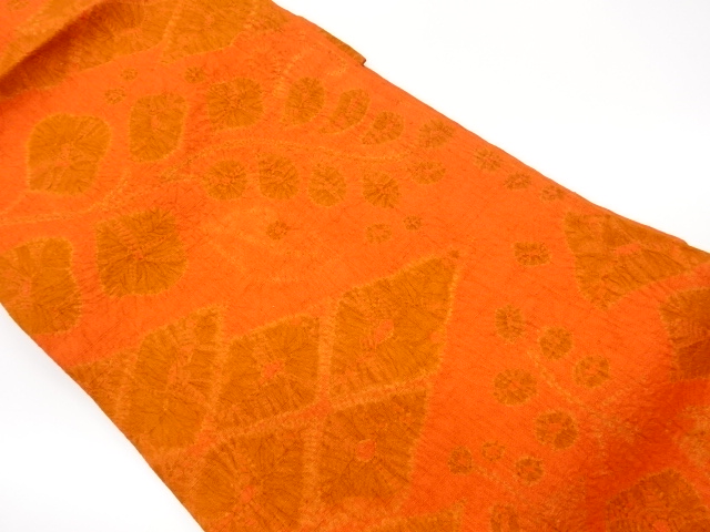 JAPANESE KIMONO / TSUMUGISHIBORIABSTRACT FLORAL LEAF PATTERN WATER CHE